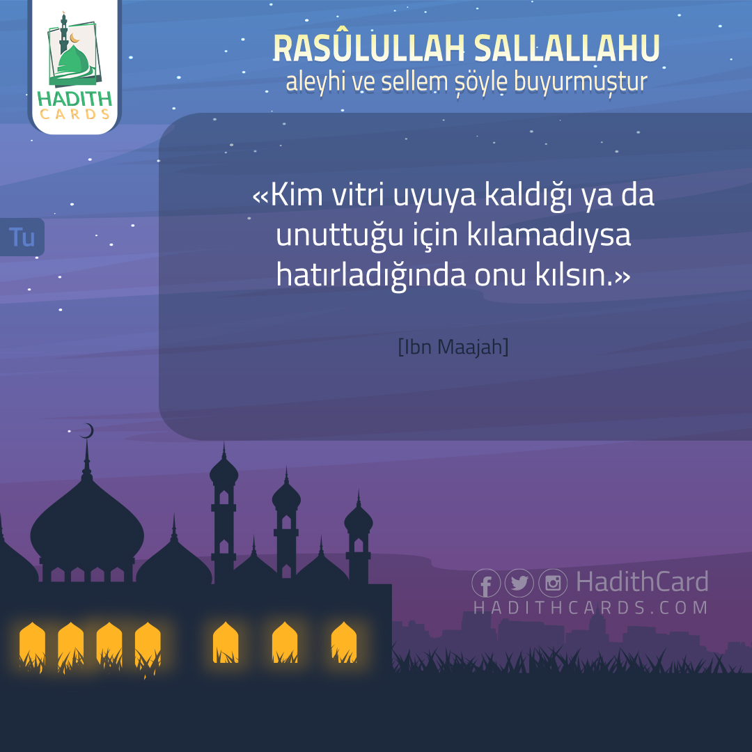 Kim vitri uyuya kaldığı ya da unuttuğu için kılamadıysa hatırladığında onu kılsın