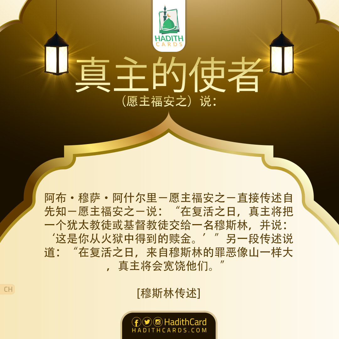 在复活之日，真主将把一个犹太教徒或基督教徒交给一名穆斯林