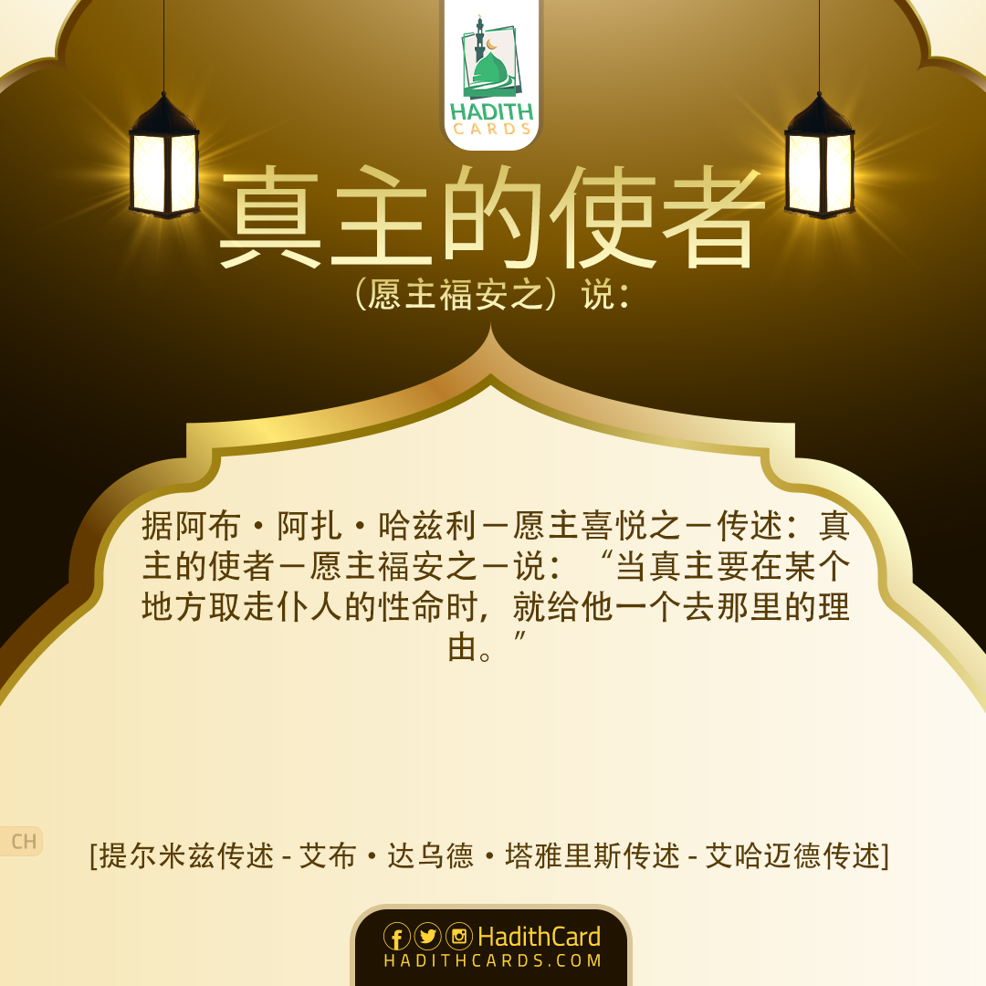 当真主要在某个地方取走仆人的性命时