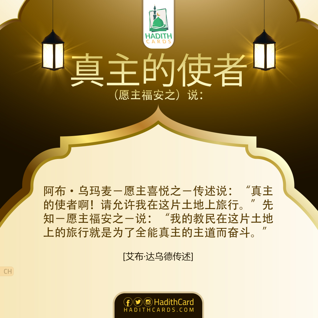 我的教民在这片土地上的旅行就是为了全能真主的主道而奋斗。